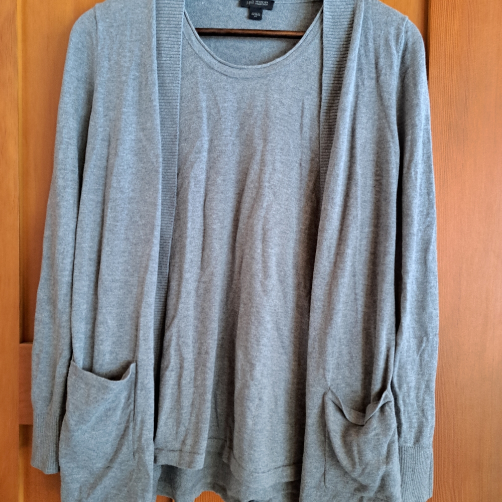 J. Jill Light Gray Women's Cardigan All In One Sweater
